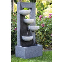 Gartenbrunnen mit LEDs und 4 Schalen 40x25x92 cm Kunststein grau inkl. Schlauch und Pumpe-thumb-3