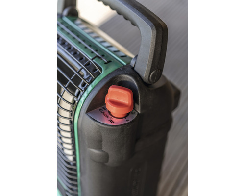 Nahaufnahme eines Gasheizofens mit Bedienknopf