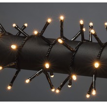 Lichterkette mit warmweißen LEDs auf schwarzem Kabel