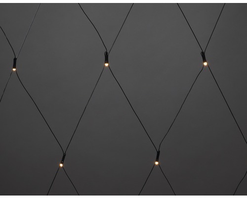 Detailansicht eines Lichterkettennetzes mit kleinen Lichtern