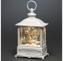 Dekorative Weihnachtslaterne mit Weihnachtsmann im Schlitten und Winterlandschaft