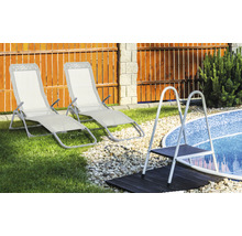 Sonnenliege GARDEN PLACE Bella 146 x 58 x 92 cm silbergrau, mit Liegefläche aus robustem Textilgewebe, Metallgestell, Rückenlehne verstellbar, Klappfunktion für platzsparende Lagerung