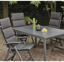 Gartensitzgruppe mit Tisch und Stühlen mit Polsterauflagen