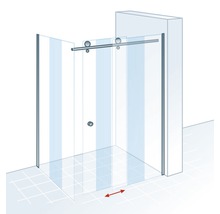 Schiebetür mit Seitenwand Schulte MasterClass 1400x900x2000 mm Festteil rechts Echtglas Klar hell chromoptik