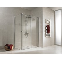 Schiebetür mit Seitenwand Schulte MasterClass 1400x900x2000 mm Festteil rechts Echtglas Klar hell chromoptik