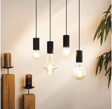 Dekorative Pendelleuchten mit verschiedenen Formen und Designs von Glühbirnen.