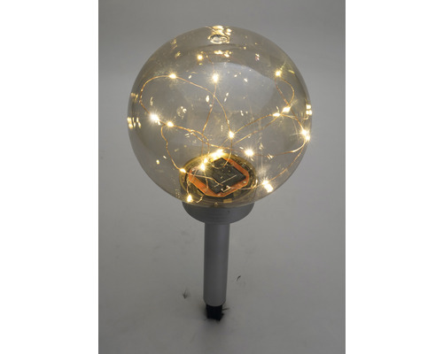 Gartenleuchte mit Solarpanel und kugelförmigem Lampenschirm