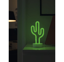 Dekorative Kaktus-Tischleuchte aus Neon auf einem Nachttisch