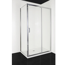 Eckdusche mit Schiebetür und transparentem Glas