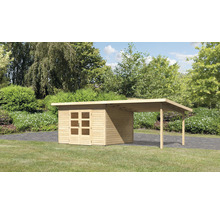 Gartenhaus Karibu Speyer 3 inkl. Anbaudach 3,3 m 664 x 331,5 cm natur