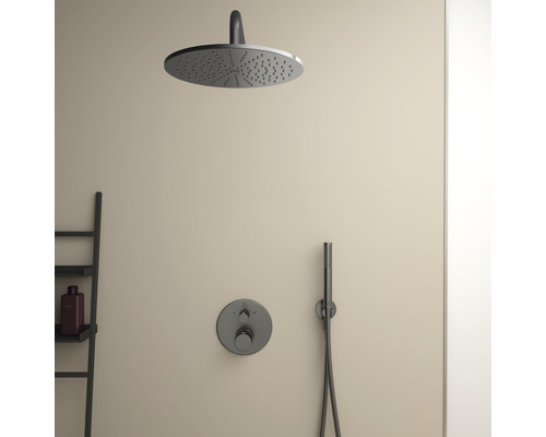 Brauseanlage mit Kopfbrause, Handbrause und Thermostatmischer