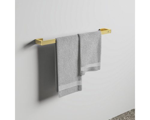 Handtuchhalter mit zwei grauen Handtüchern
