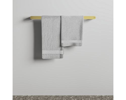 Handtuchhalter mit zwei grauen Handtüchern