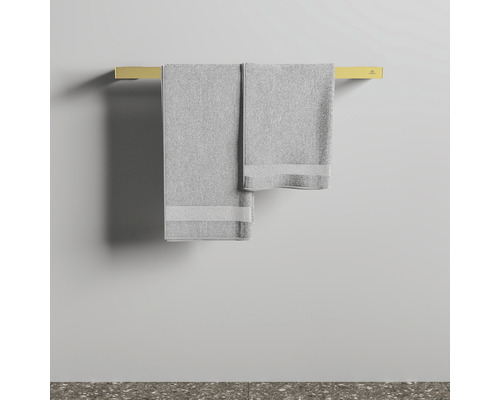 Handtuchhalter mit zwei grauen Handtüchern