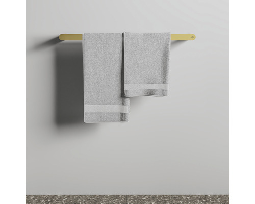 Handtuchhalter mit zwei grauen Handtüchern