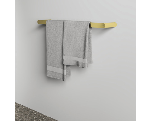 Handtuchhalter mit zwei grauen Handtüchern