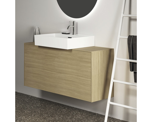 Waschtisch mit Unterschrank, Aufsatzwaschbecken und Handtuchhalter