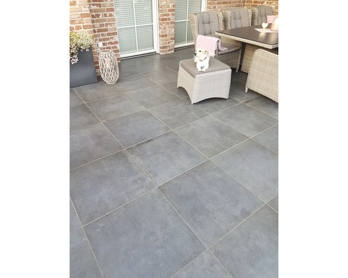 Beton Terrassenplatte 2in1 Kombiplatte iStone Duocera Concreto basalt 60 cm x 60 cm x 4 cm