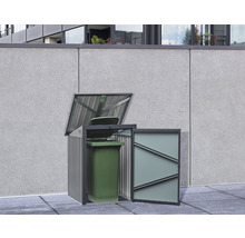 Mülltonnenbox mit geöffneter Tür und Deckel mit Mülltonne