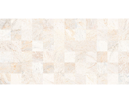 Feinsteinzeug Dekorfliese Quarzite Blanco 32x62,5 cm beige glänzend Keramikfliesen mit Natursteinoptik, beige