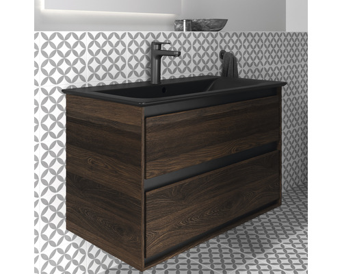 Waschtischunterschrank mit Schubladen und Waschbecken im Badezimmer