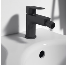 Schwarze Bidetarmatur auf einem Waschbecken