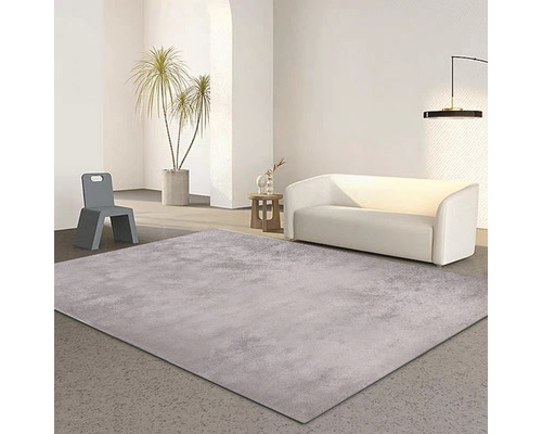 Helles Zimmer mit Teppich, Sofa, Stuhl und Zimmerpflanze