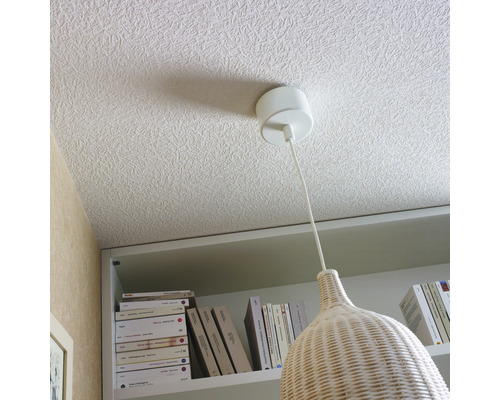 Deckenleuchte mit Rattan Lampenschirm im Innenraum