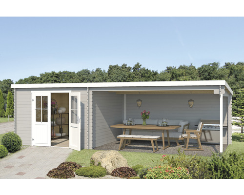 Gartenhaus St, Louis inkl. Fußboden Geräteraum Unterkonstruktion Schleppdach 681 x 292 cm lichtgrau Gartenhaus St, Louis inkl. Fußboden Geräteraum Unterkonstruktion Schleppdach 681 x 292 cm lichtgrau