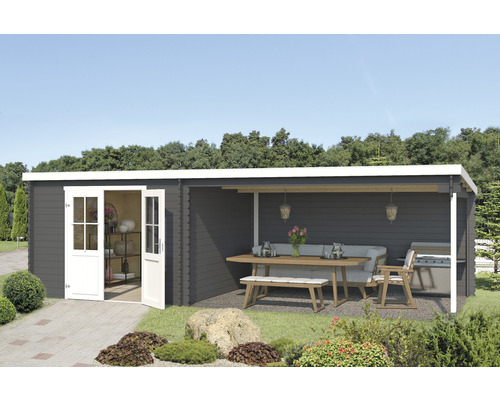 Gartenhaus St, Louis inkl. Fußboden Geräteraum Unterkonstruktion Schleppdach 681 x 292 cm carbongrau Gartenhaus St, Louis inkl. Fußboden Geräteraum Unterkonstruktion Schleppdach 681 x 292 cm carbongrau