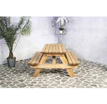 Holz-Picknicktisch mit Sitzbänken für den Außenbereich