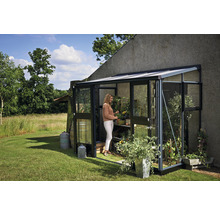 Gewächshaus Juliana Veranda inkl. Sicherheitsglas 3 mm 296 x 149 cm anthrazit schwarz