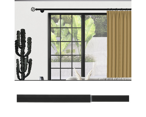 Vorhangstange mit Endstück zur Gardinenbefestigung