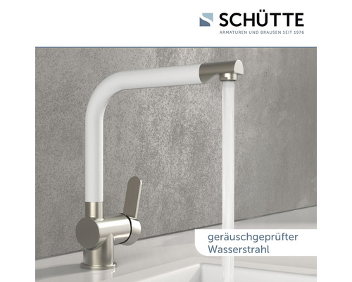 Küchenarmatur mit geräuschgeprüftem Wasserstrahl