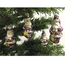 Weihnachtsbaumschmuck, vier Weihnachtsmannfiguren mit Sack