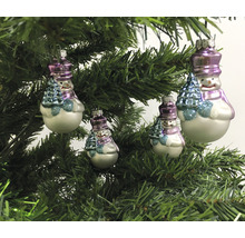 Weihnachtsbaumschmuck, Schneemannform mit Tanne, Glas