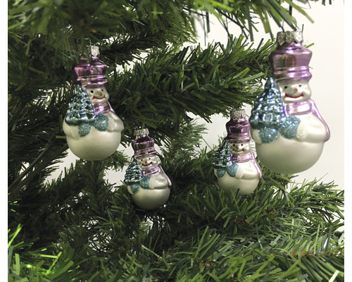 Weihnachtsbaumschmuck, Schneemannform mit Tanne, Glas