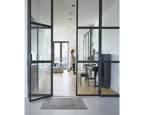 Eingangsbereich mit Glastür und Fußmatte