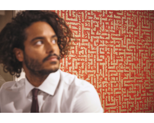 Nahaufnahme einer roten Mustertapete