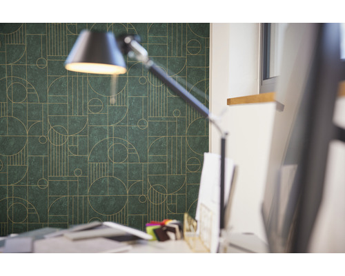 Tapete mit geometrischem Muster im Arbeitszimmer