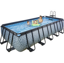 Rechteckiger Frame Pool mit Leiter und Badegästen