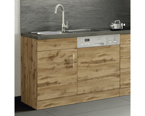 Küchenunterschrank mit Spüle, Armatur und Geschirrspüler