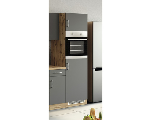 Küchenansicht mit grauem Einbaubackofen