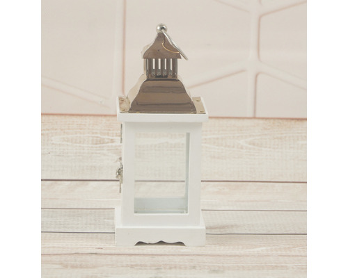 Dekorative weiße Laterne mit Metalldach