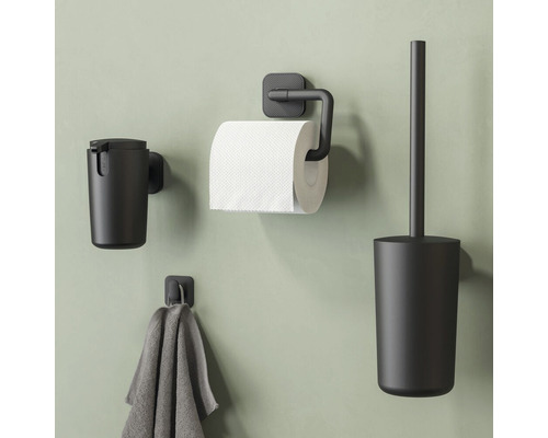 Badezimmer-Set mit Toilettenpapierhalter, Handtuchhalter, Becher und Toilettenbürste