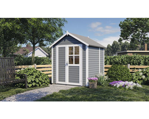 Gerätehaus Konsta Fino 1 mit Fußboden 201 x 189 cm hellgrau exclusiv bei Hornbach