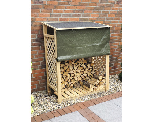 Kaminholzunterstand promadino Speyer inkl. Wetterschutz 119,5 x 68 x 148 cm natur