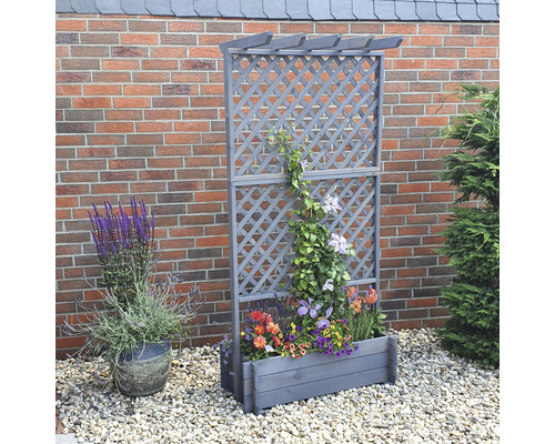 Holz Rankhilfe mit integriertem Pflanzkasten für den Garten