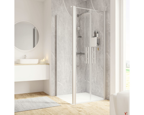 Duschtür mit Seitenwand Schulte Garant 2.0 900x900x2000 mm Echtglas Klar hell aluminium