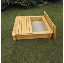 Sandkasten Tessa 100 mit Vollabdeckung Holz 100 x 100 x 24 cm braun